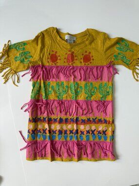 Stella McCartney Kids Mustard Cactus Fringe Tunic - Coachella
